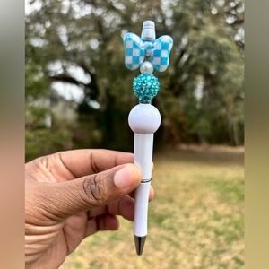 Custom Made Blue and White Decorative Pen with bow
